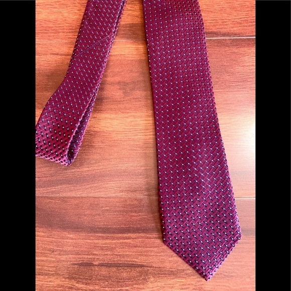 CALVIN KLEIN Burgundy Silk Slim Contemporary Necktie - Picture 6 of 7
